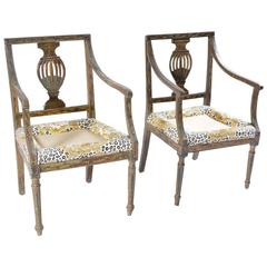 Armchairs Pair 18th Century  Venetian Polychrome Painted