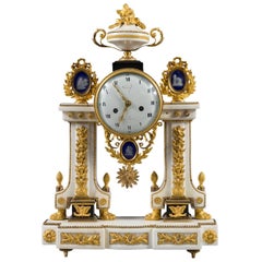 Louis XVI Ormolu-Mounted Black and White Marble Mantel Clock by Thiéry, Paris