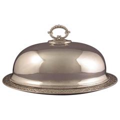 Antique Edwardian Sterling Silver Meat Dome & Platter