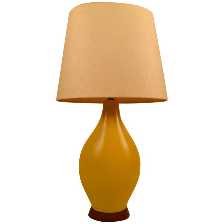 Large Teardrop Form Yellow Ceramic Table Lamp For Sale at 1stDibs