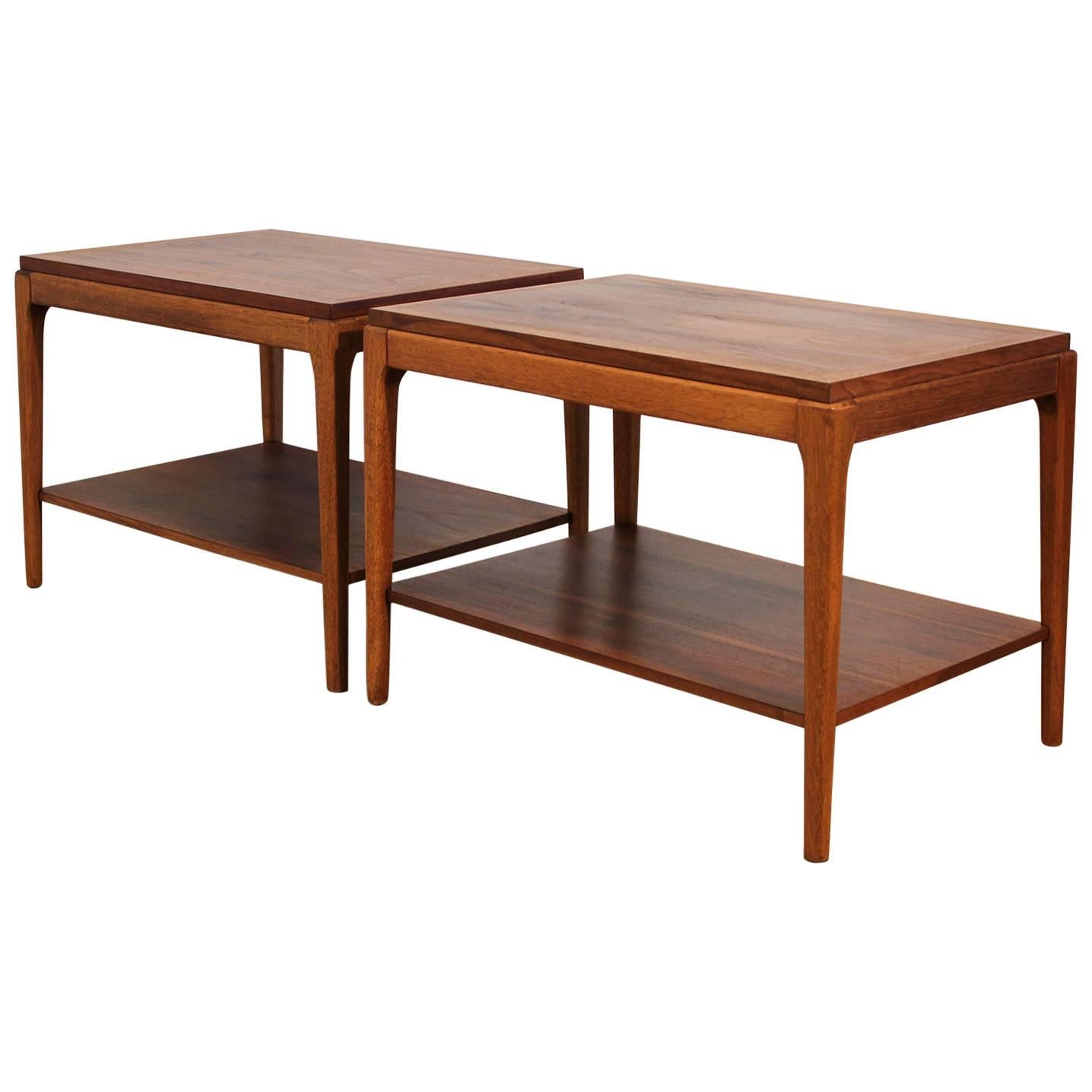 Pair of Lane Walnut Modernist End Tables