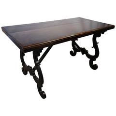 17th Century Tuscan Refectory Style Walnut Table with Lyre Legs