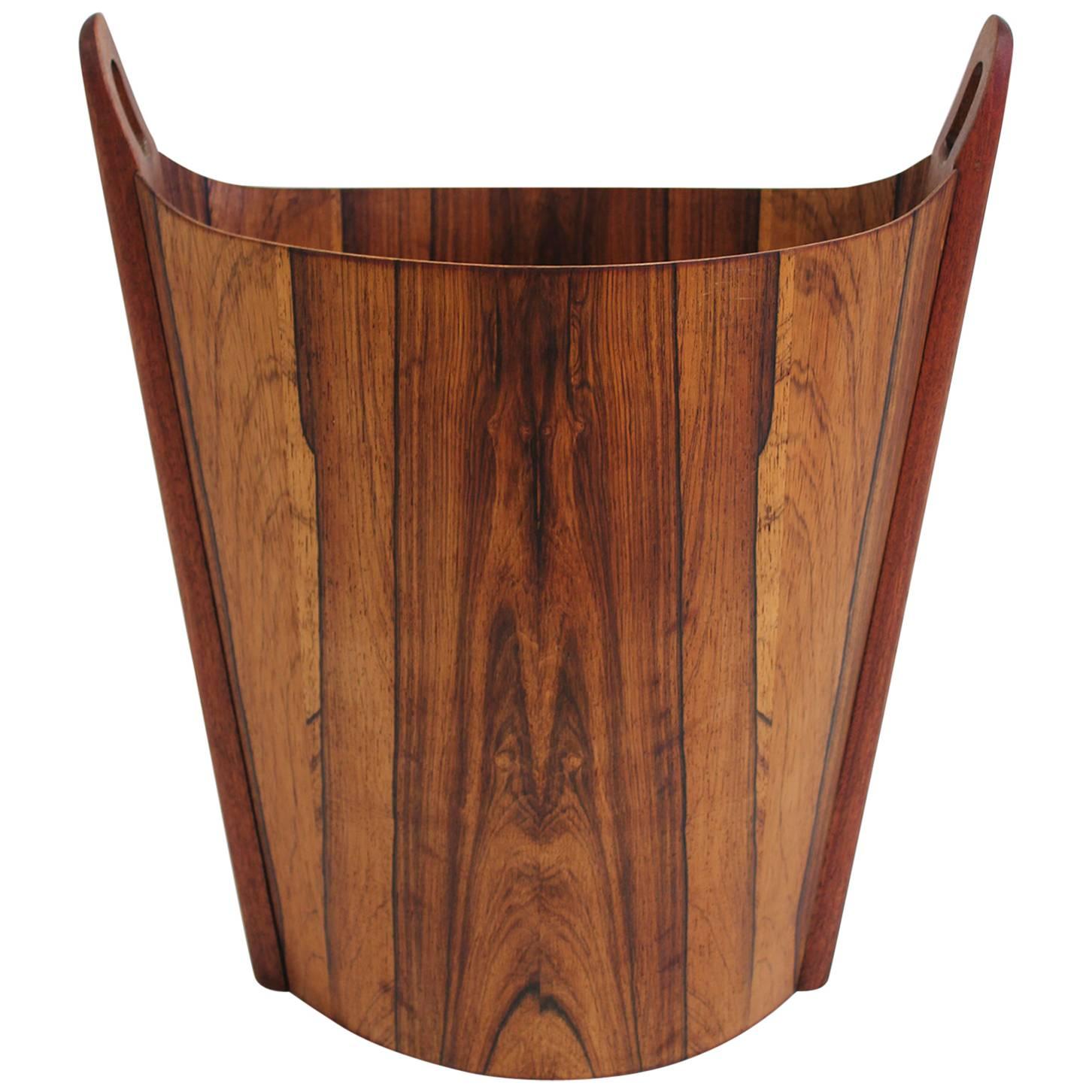 Einar Barnes for P. S. Heggen Rosewood Wastebasket, Scandinavian