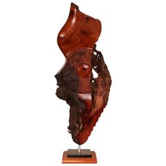 Burl Wood Geometric Abstract Free Form Sculpture