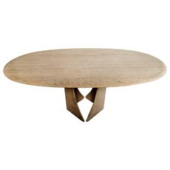 A Pair of Oval Travertine Dining Table will split. 7