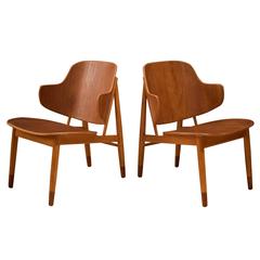 Pair of Danish Ib Kofod-Larsen Teak Shell Chairs