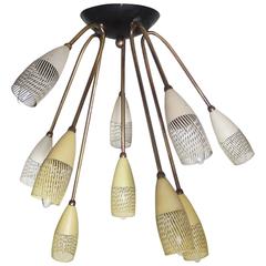 Stilnovo Style Ten Lights Flush Mount Chandelier