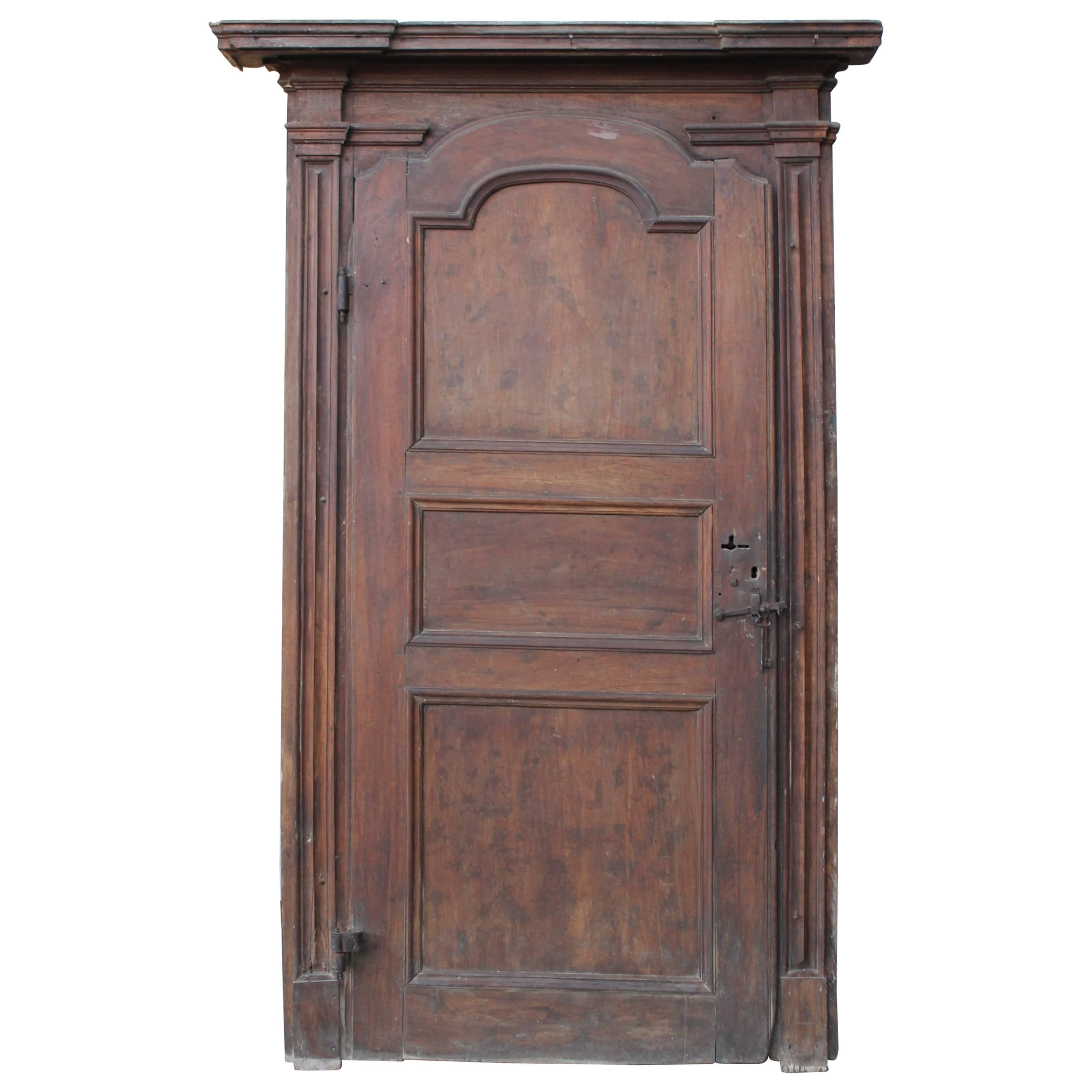 North Italian Walnut Door, Dated End of the 18th Century For Sale