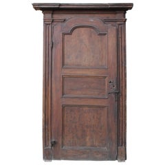 North Italian Walnut Door, Dated End of the 18th Century