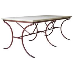 French 19th Century Wrought Iron and Stone Dining Table