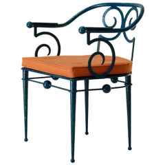 French Art Deco Wrought-Iron Chair in the Style of Poillerat, circa 1930s