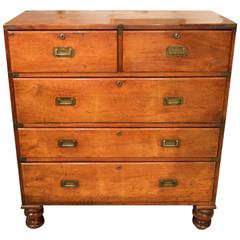 Mahogany 19th Century Antique Brass Bound Military Chest Mahogany 19th Century Antique Brass Bound Military Chest