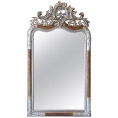 French Antique Gold and Silver Leaf Napoleon III Mirror