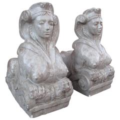 Pair of Plaster Sphinx