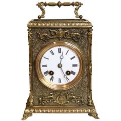 Antique Large French Embossed Carriage Clock
