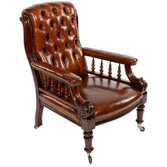 Antique Quality Victorian Mahogany Leather Armchair