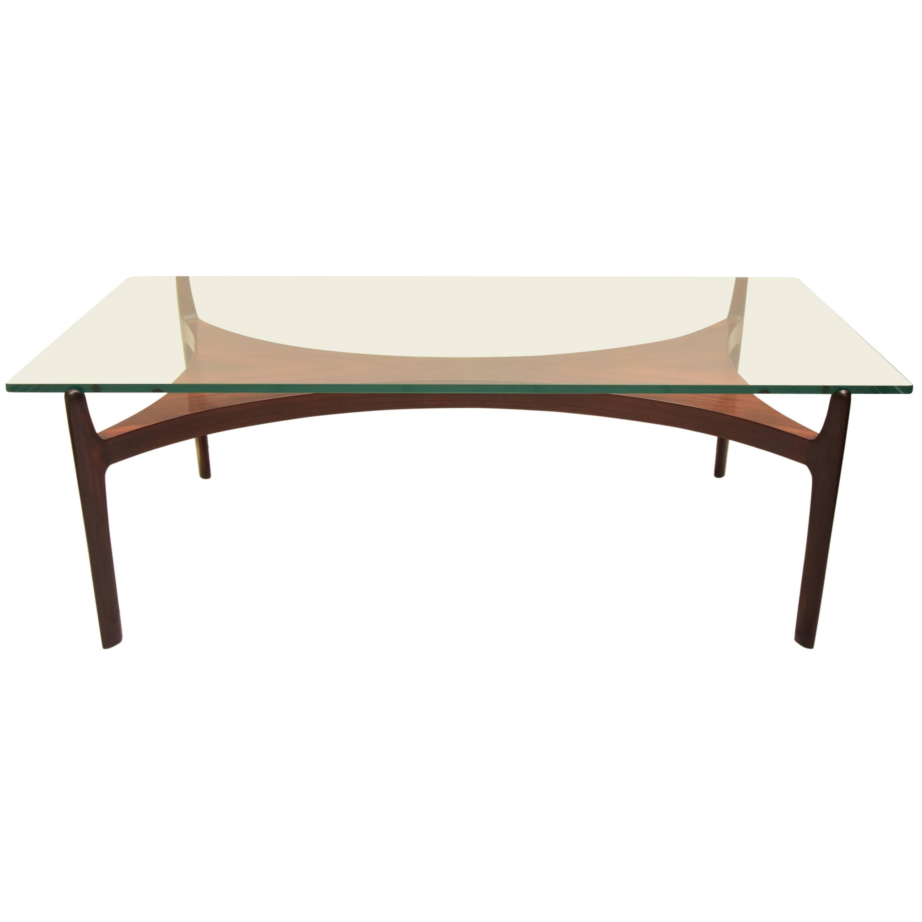 Rare Rosewood and Glass Coffee Table by Sven Ellekaer for Christian Linneberg
