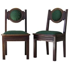 Set of Six Oak Art Deco Dining Chairs, France, circa 1930s 6
