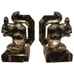 Art Deco Squirrel Bookends by Max Le Verrier, France, 1930