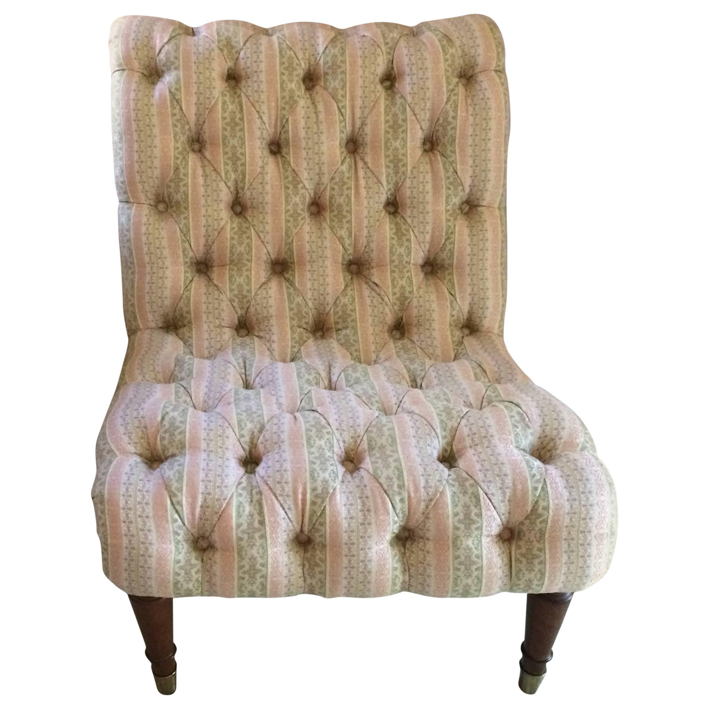 Antique Tufted Slipper Chair at 1stdibs