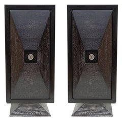 James Mont Pair of Faceted Front Cabinets