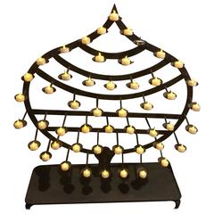 Antique Japan Monumental Tall Wrought Iron 50 Candles Candleholder, 19th Century