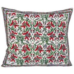 Christmas - Vintage Indian Wood Block Print with Irish Linen Cushion Pillow