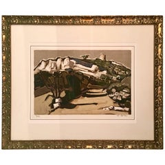 Original Lithograph "Le Pigeognier" by Jean Claude Quilici, Signed 2/62