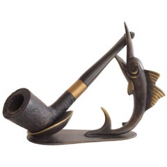 Richard Rohac Fish Tobacco Pipe Holder Stand, Austria, 1950s