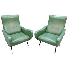 Pair of Marco Zanuso Style Armchairs