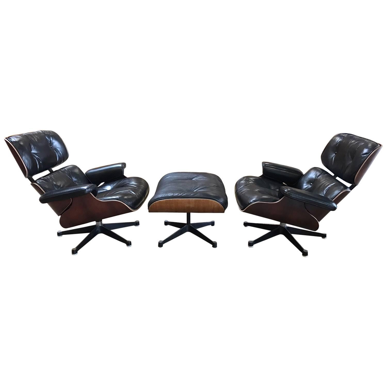 Fantastic Pair of Charles Eames Lounge Chair and Ottoman Hermann Miller