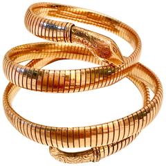Vintage Art Deco German Gold Coil Snake Charmer Wrap Arm Bracelet