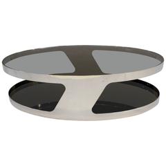 Chrome and Glass Oval Coffee Table