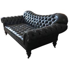 Ultra Sumptuous Ralph Lauren Tufted Black Leather Sofa