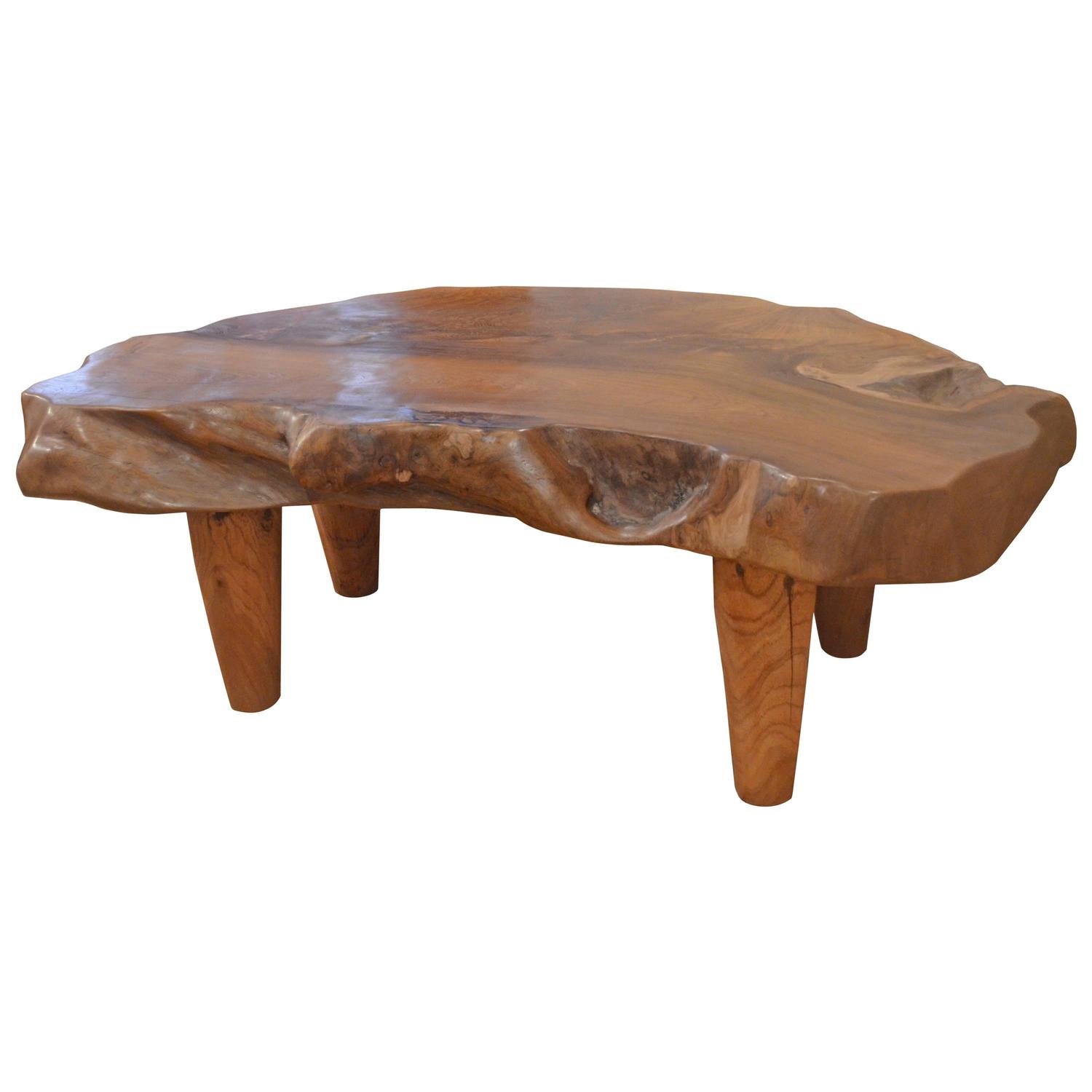 wood slab coffee table