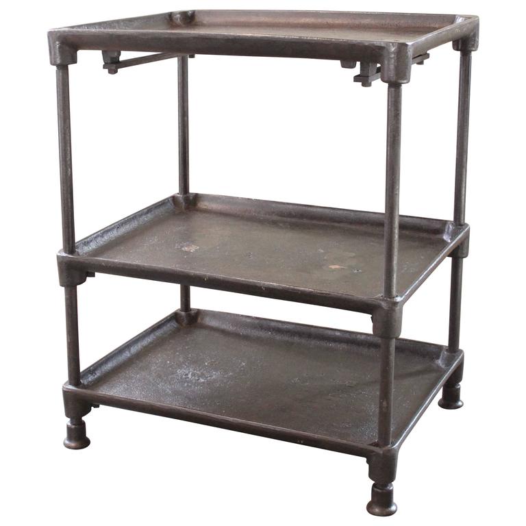 ThreeTier Table Cart Vintage Industrial Adjustable Cast Iron and Steel
