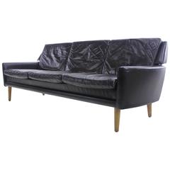 Danish Modern Leather Sofa Designed by Erik Worts