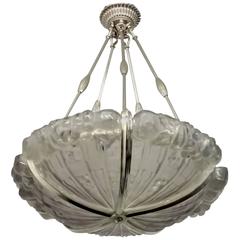 French Art Deco Pendant Chandelier by Genet et Michon 2