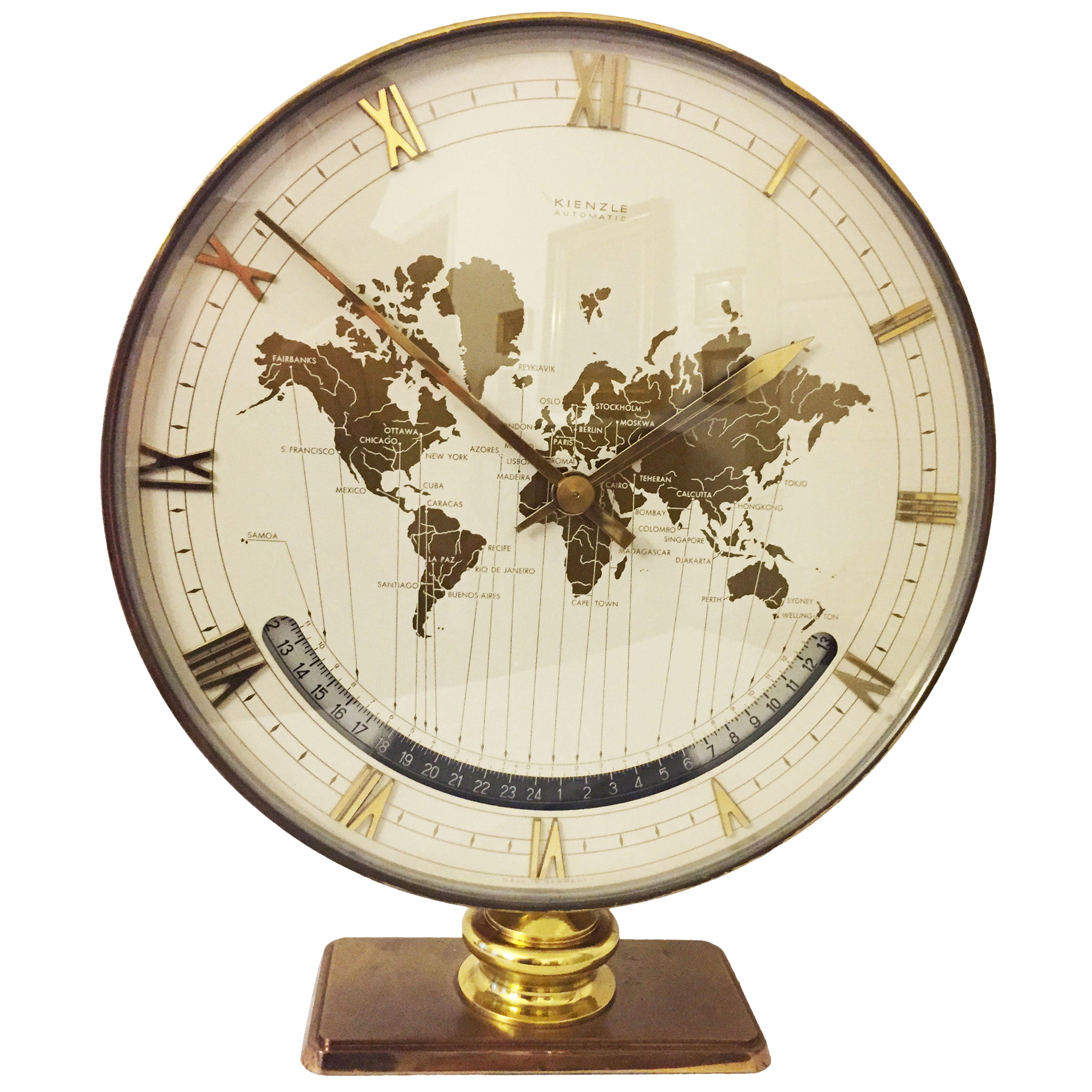 Big Kienzle Weltzeituhr Modernist Table World Timer Zone Clock For Sale at  1stDibs | timerzone