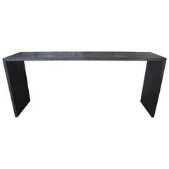 Waterfall Triple Burnt Teak Wood Console 6
