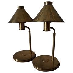 Pair of Brass Art Deco Style Desk Lamps, 1950s