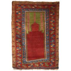 Antique Turkish Konya Prayer Rug of Simple Primitive Design, circa 1900