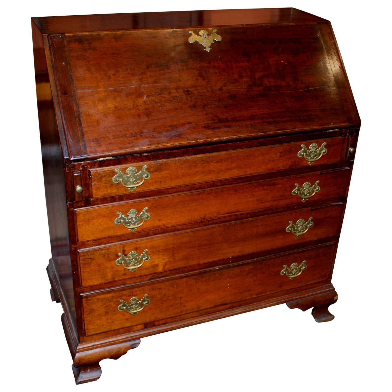 18th Century Chippendale Slant Front Desk with Secret Compartments