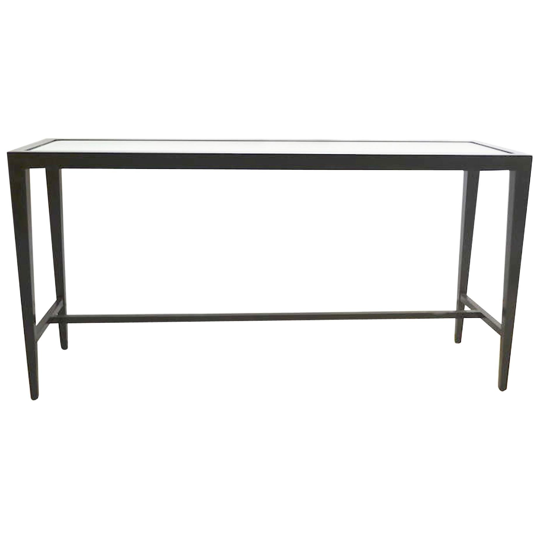 Midcentury Black Lacquered Console Table For Sale