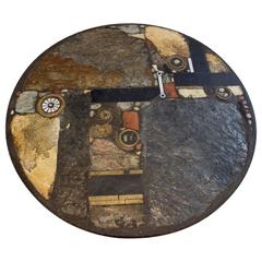 Brutalist Paul Kingma One-Off Ceramic and Brass Artwork Coffee Table, Signed