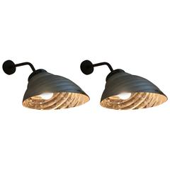 Pair of Large French Mercury Clamshell Sconces or Reading Lamps