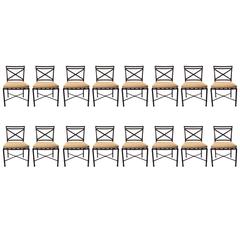 Retro 10 Piece of Brown Jordan Venetian Pattern Armless Dining Chairs