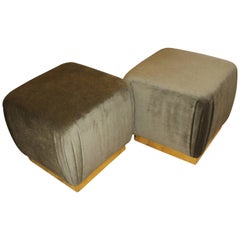 Two Poufs or Ottomans in the Style of Karl Springer and Marge Carson