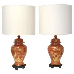 Pair of Hollywood Regency Ceramic Jar Form Table Lamps 5