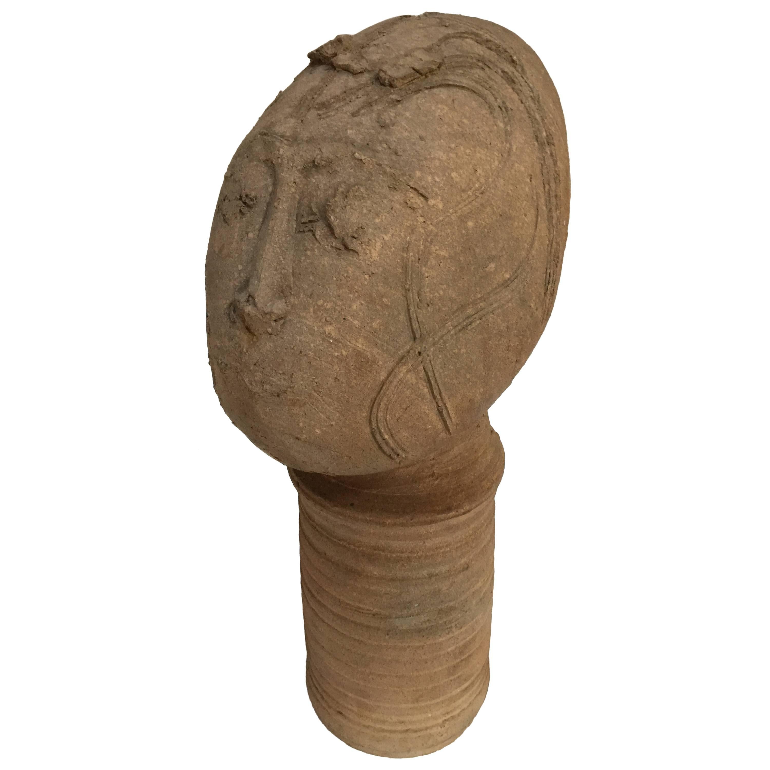 Mid-Century Modern Abstract Pottery Bust Sculpture